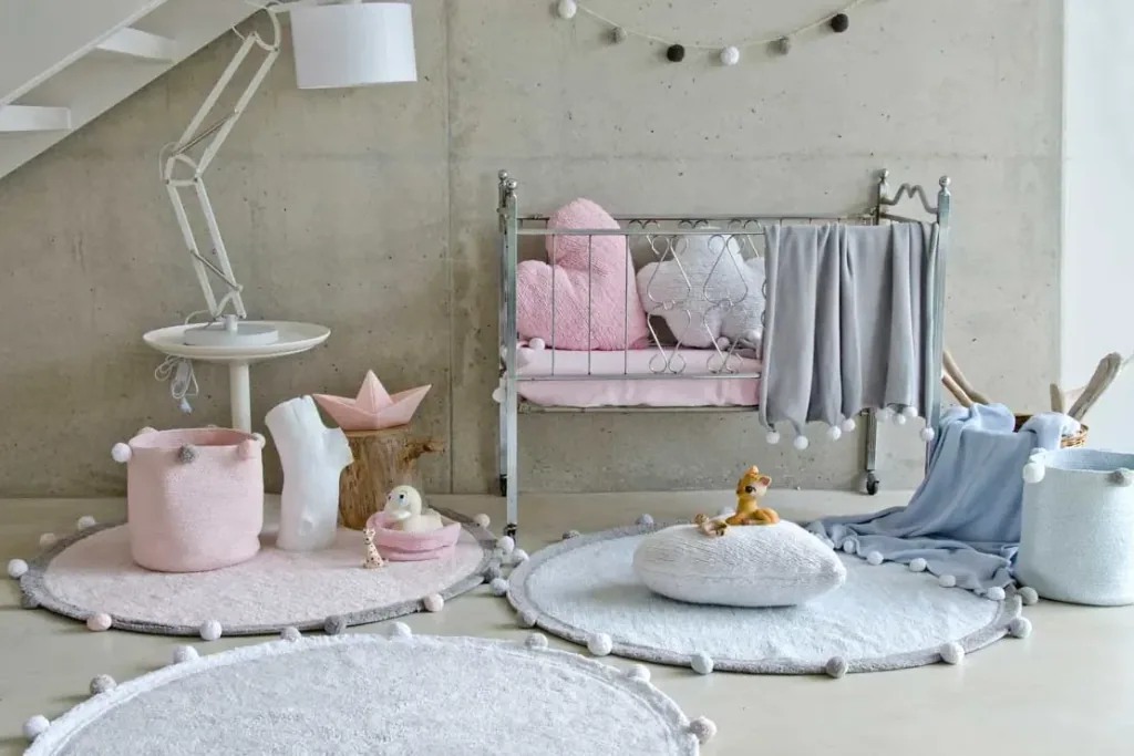 Lorena Canals okrągły bawełniany dywanik Bubbly pink