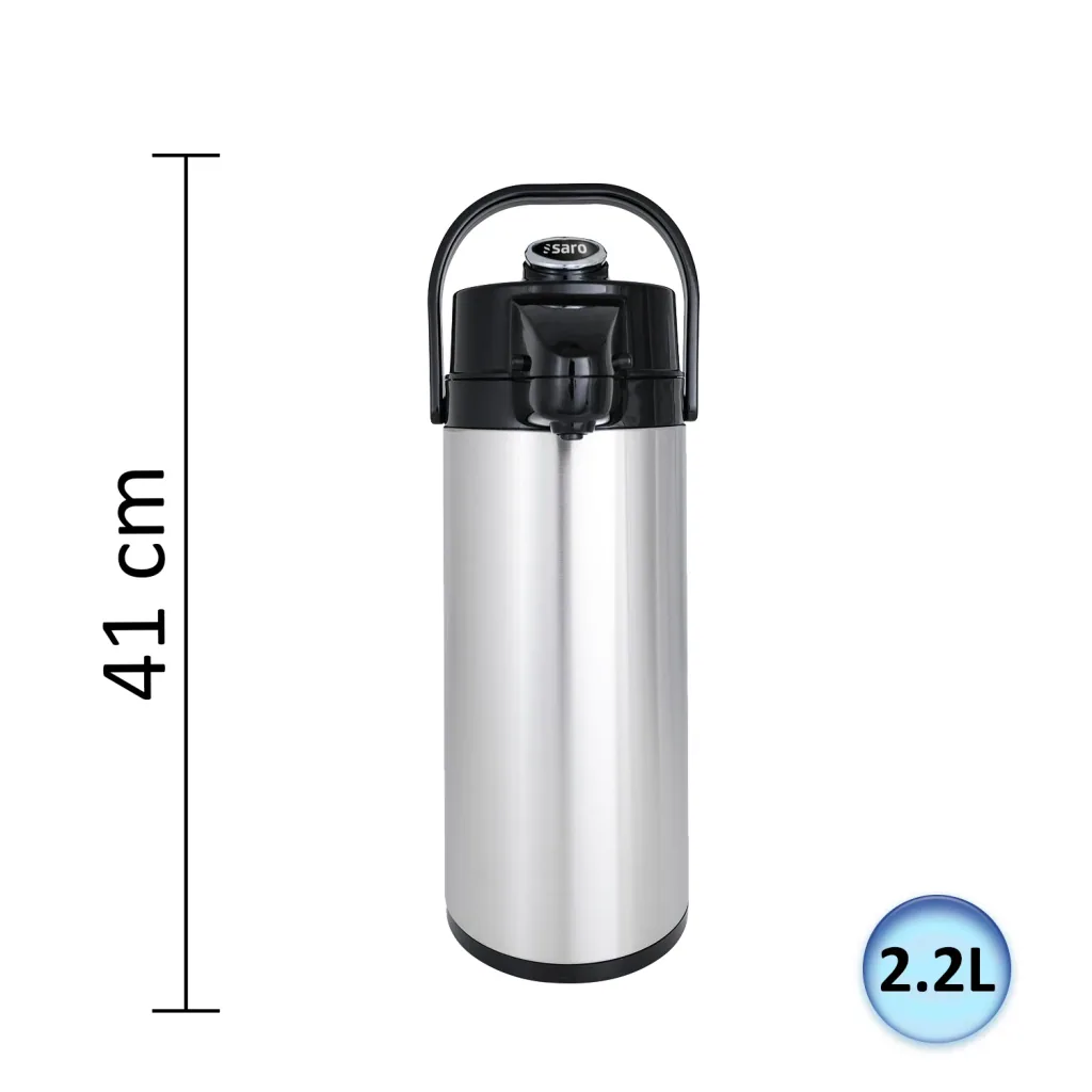 Dzbanek termiczny, termos z pompką – 2,2L (szkło wewnętrzne)