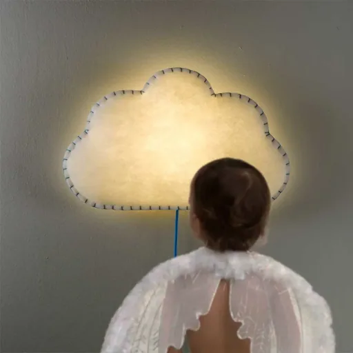 Buokids Miękka lampka nocna/lampa ścienna Cloud, Wersja: Przewód i złącze; Kolor szwu: Szary