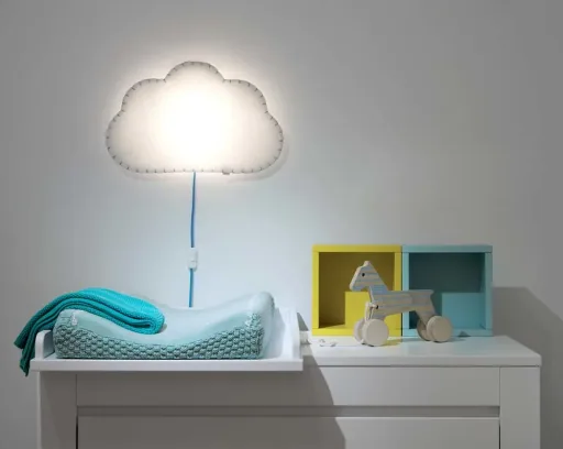 Buokids Miękka lampka nocna/lampa ścienna Cloud, Wersja: Przewód i złącze; Kolor szwu: Szary