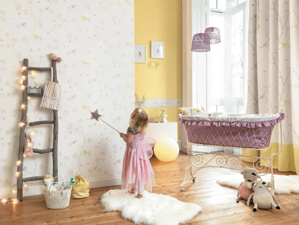 Casadeco My Little World tapeta białe kropki na różowym tle