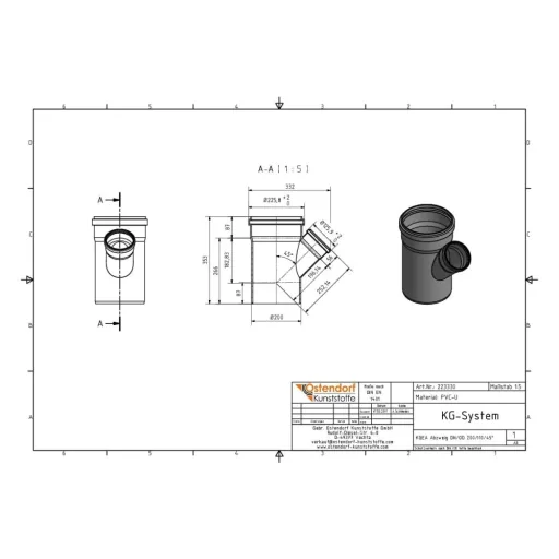 Trójnik Kanalizacyjny KG 200/110 45° KGEA