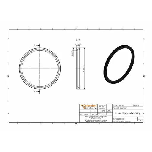 Uszczelka do rury KG 250, Dichtring PVC, Kanalizacja