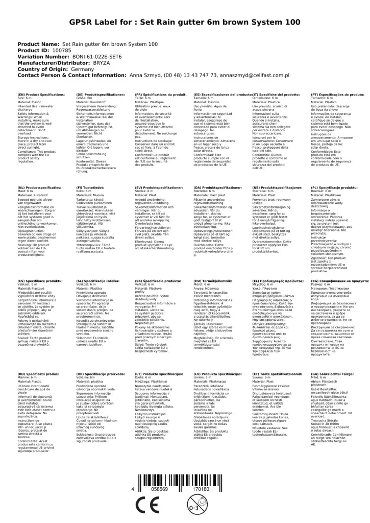 Kompletny zestaw rynnowy 6m brązowy, system 100