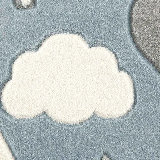 Scandic Living Kids Rug Round Mountains & Balloon szary