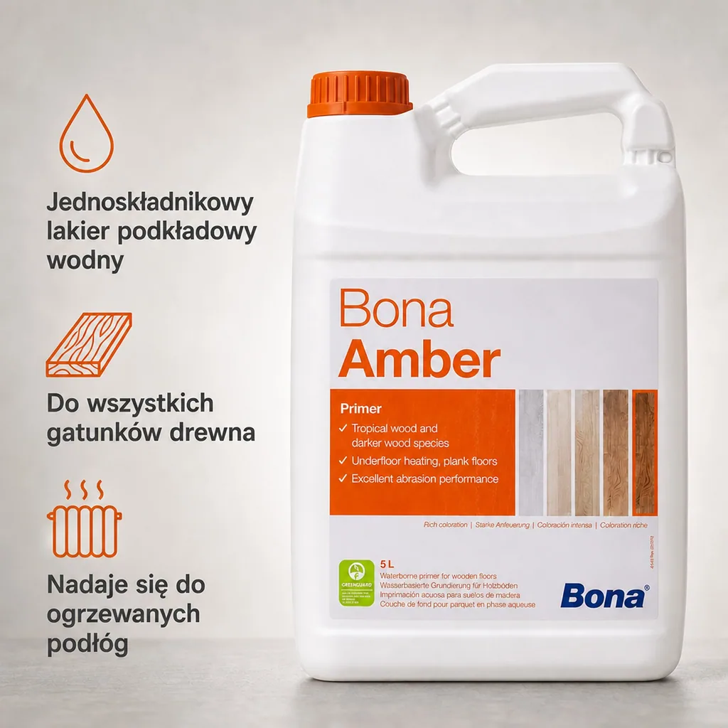 Grunt pod parkiet, BONA Amber 5 Liter, 1K-Grundierung, grunt do podłóg drewnianych