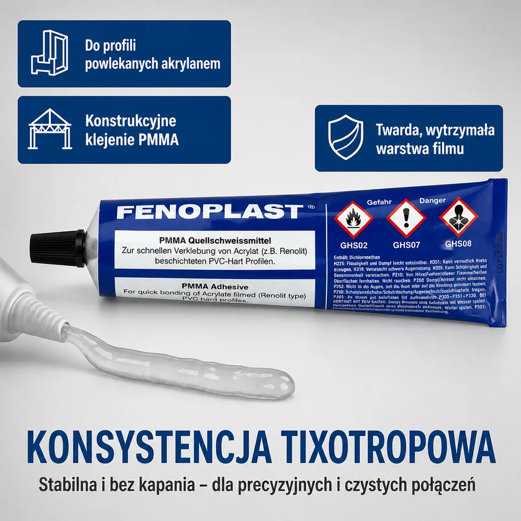 Klej do plexi, klej do PMMA, rozpuszczalnikowy, 180 g tuba