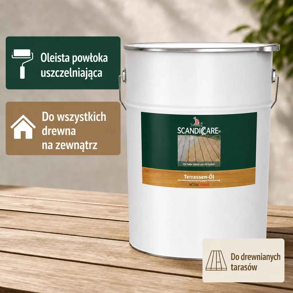 Olej do tarasu, olej do drewna na zewnątrz, jasny, 10 litrów