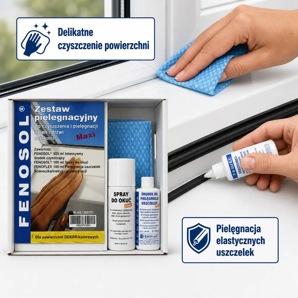 Zestaw do pielęgnacji profili kolorowych, czyszczenie, pielęgnacja okien kolorowych