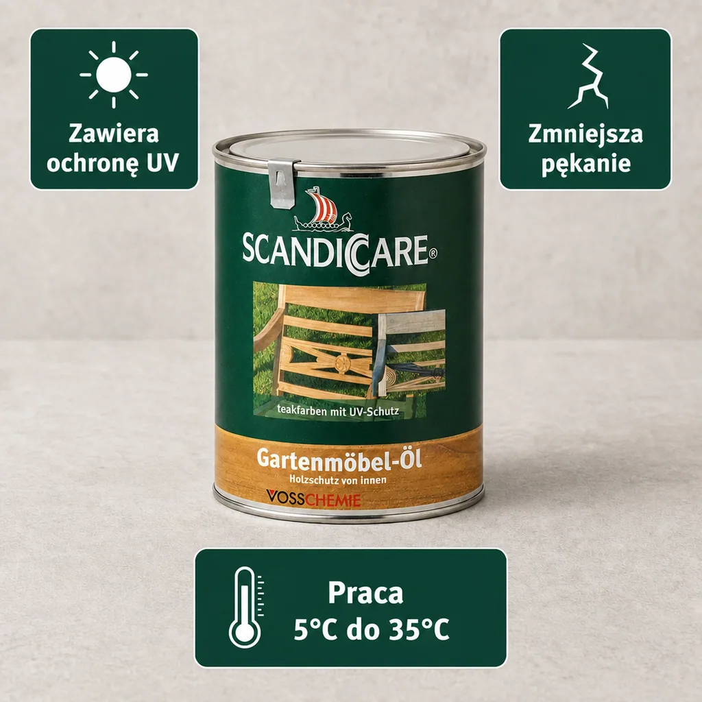 Olej do mebli ogrodowych z UV, olej do drewna, impregnat, ochrona drewna, 1 litr