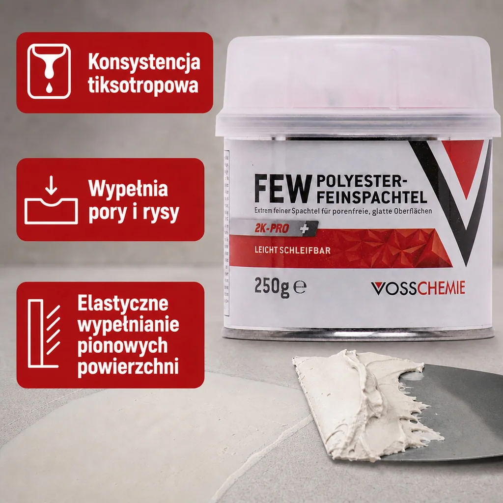 Szpachla poliestrowa, szpachla 2K, szpachla do metalu, 250g