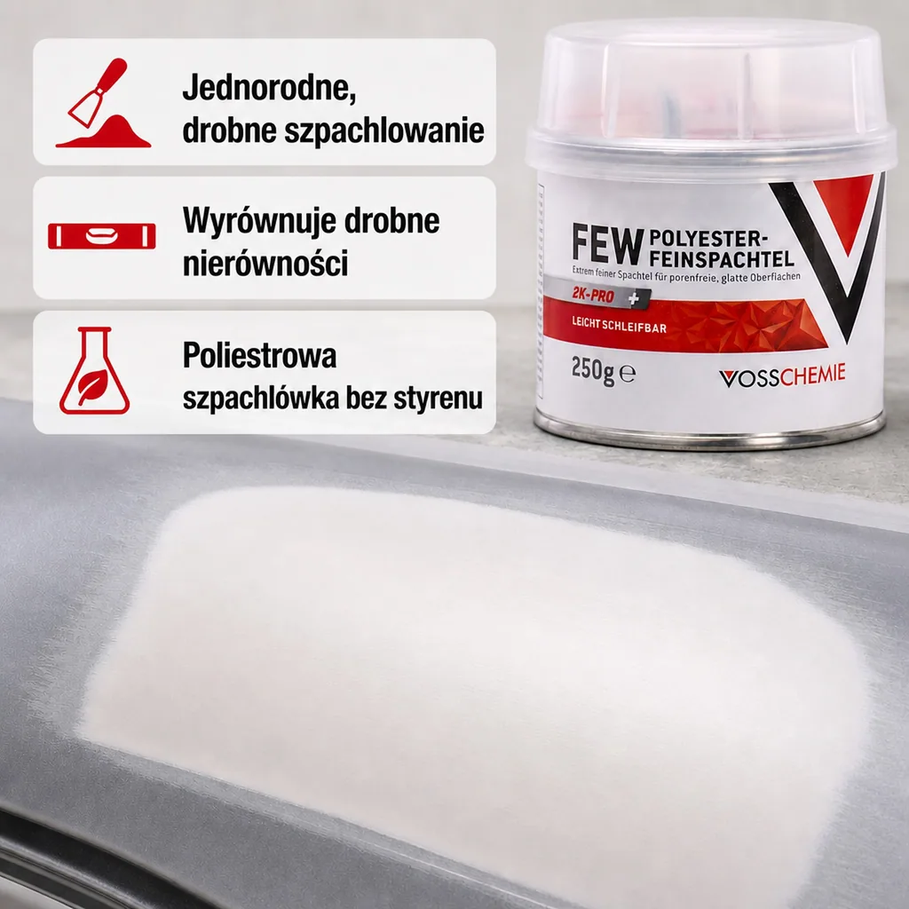 Szpachla poliestrowa, szpachla 2K, szpachla do metalu, 250g