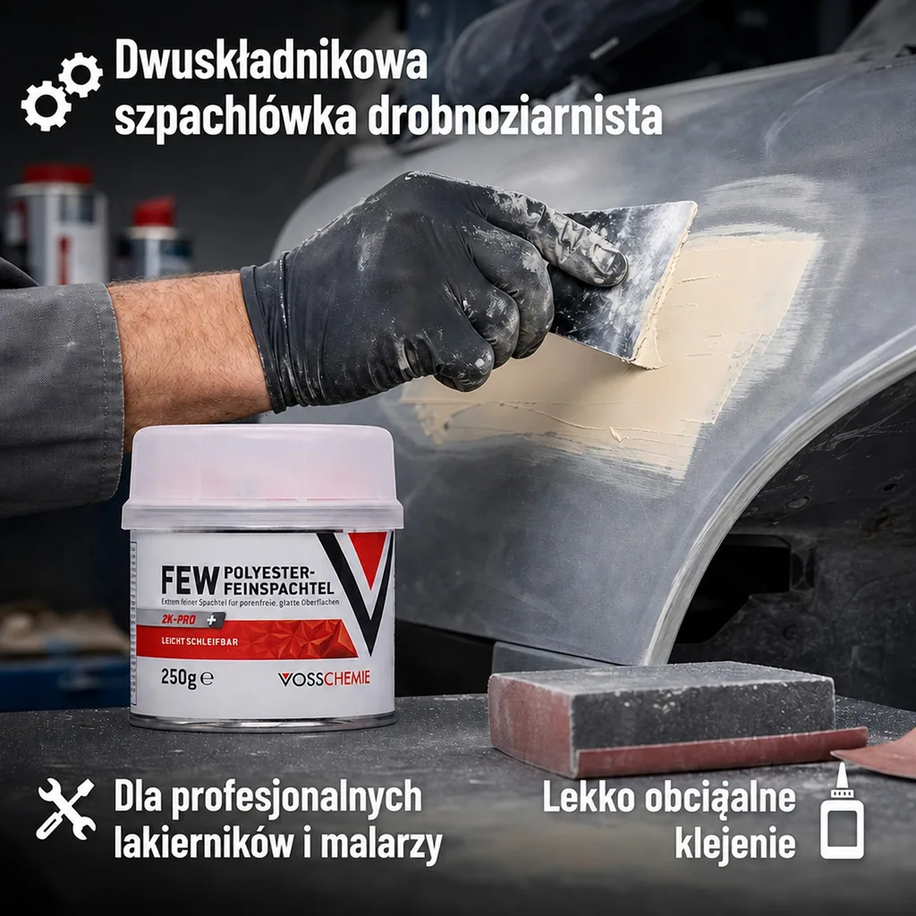 Szpachla poliestrowa, szpachla 2K, szpachla do metalu, 250g