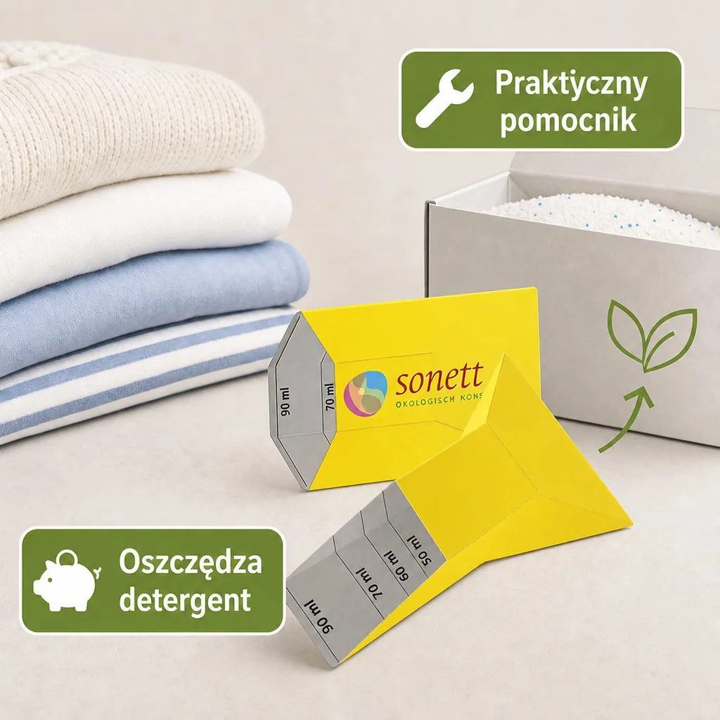 Dozownik do prania, dozownik kartonowy, żółty, 1 szt. z pappe