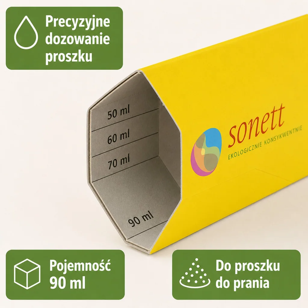 Dozownik do prania, dozownik kartonowy, żółty, 1 szt. z pappe