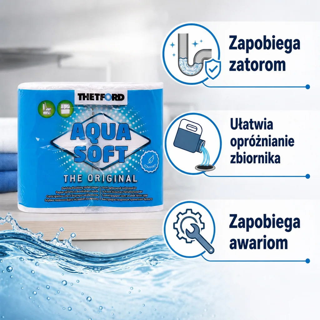 Papier toaletowy, Aqua Soft, 1 Packung = 4 Rollen, papier toaletowy do kampera