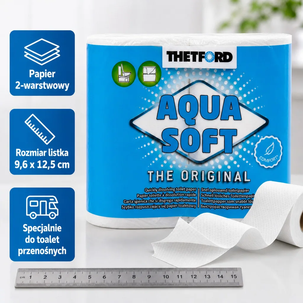 Papier toaletowy, Aqua Soft, 1 Packung = 4 Rollen, papier toaletowy do kampera