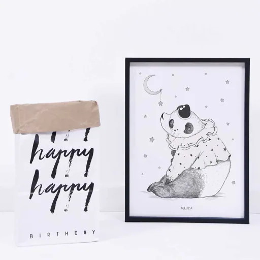 Lilipinso plakat Panda z księżycem czarny różowy