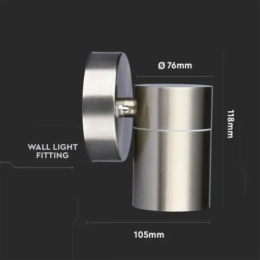 VT-7641 Outdoor wall light - GU10 - Stainless steel - IP44