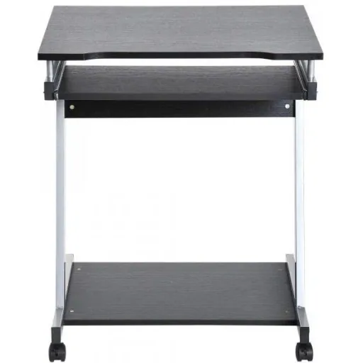 Desk computer desk office table rollable with keyboard drawer chipboard, steel black