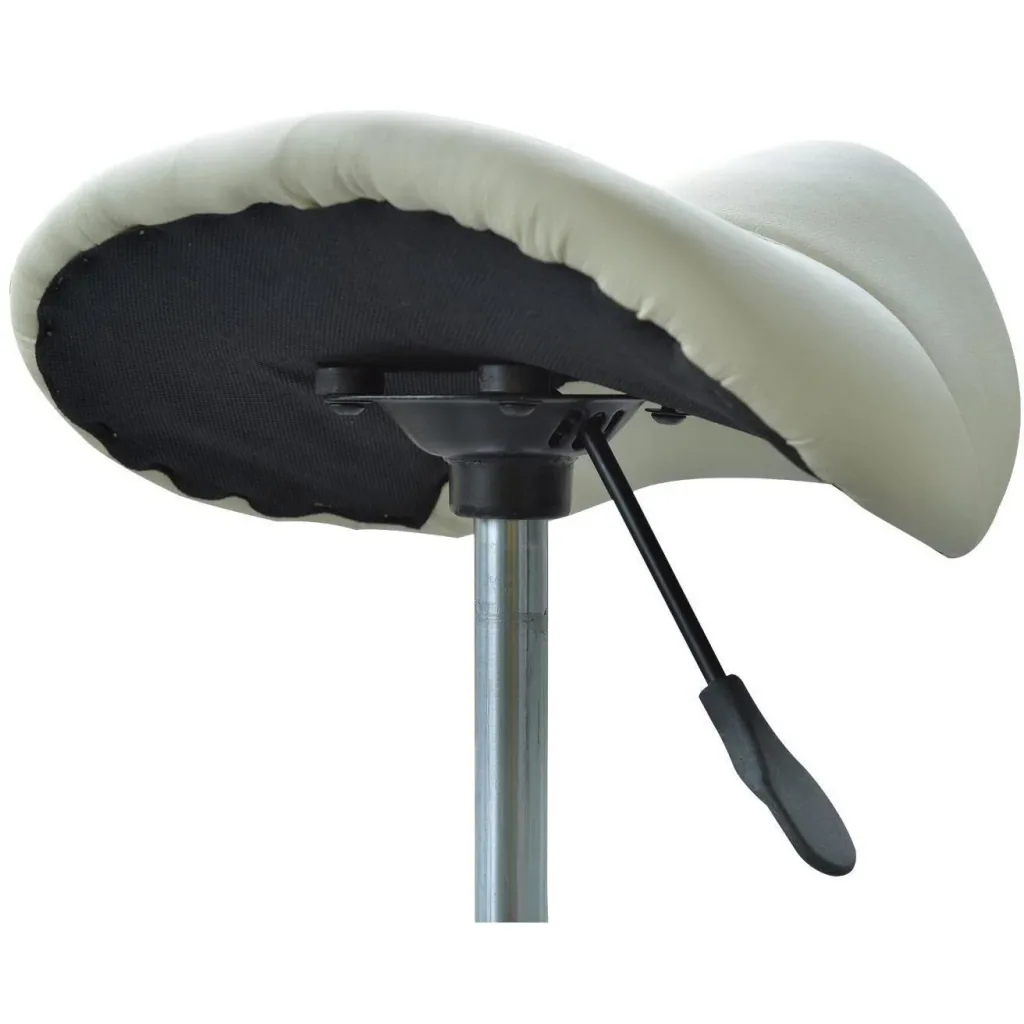 Saddle stool - rolling stool padded height adjustable beige