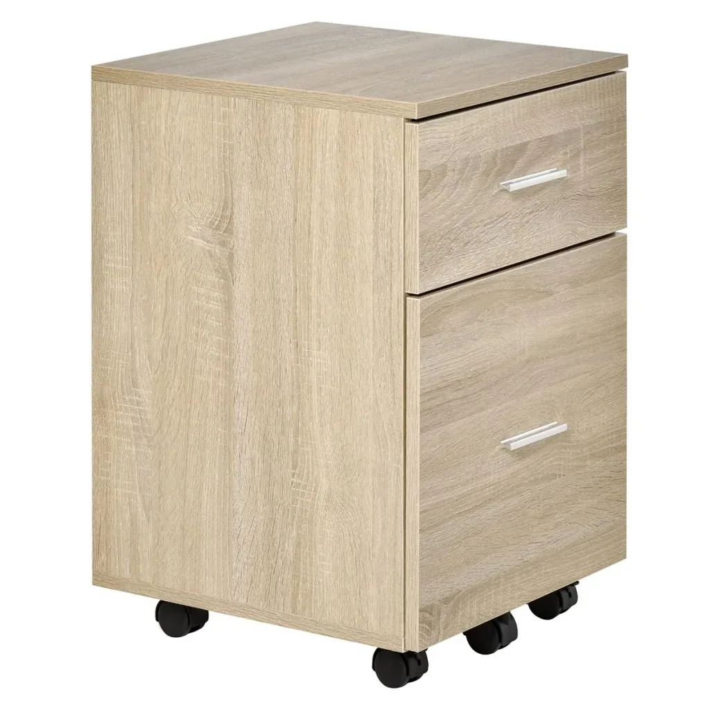 Office container with 2 drawers, hanging filing cabinet, office cabinet, storage of files, chipboard, natural 39.5 x