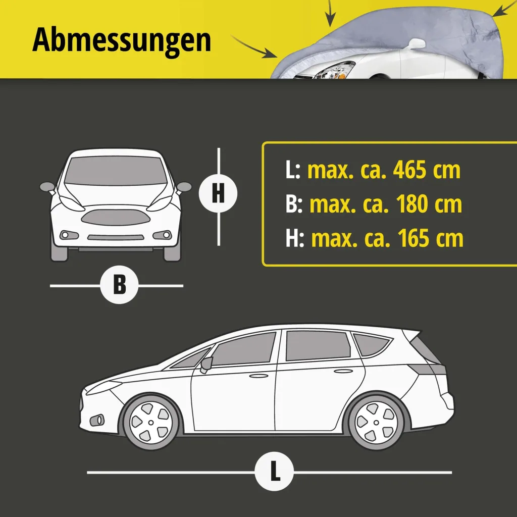 All-weather car cover - Size 9 - 465x180x165cm - PVC coated