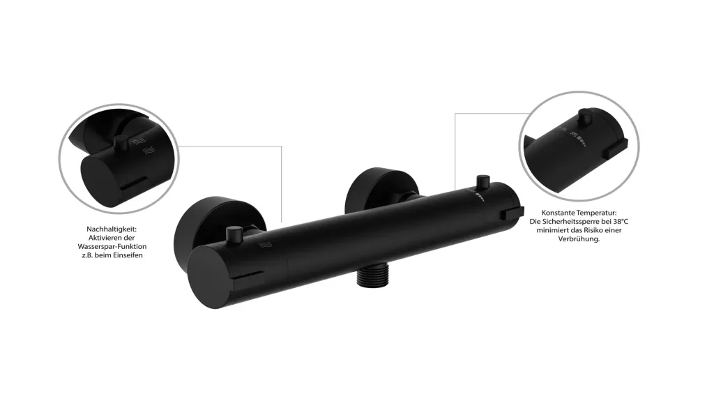 Thermostat Shower fitting, Black matt