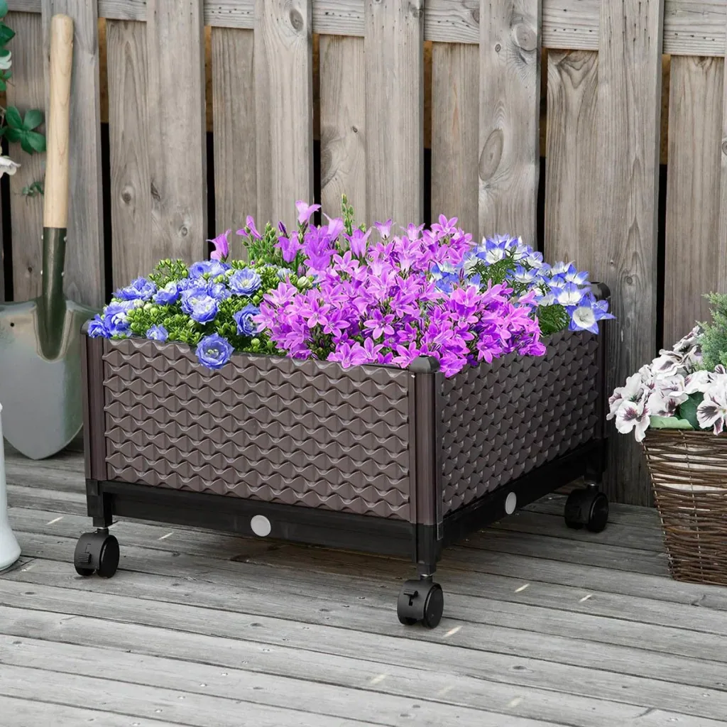 Raised bed on wheels - with drainage holes - 50 x 50 x 33 cm