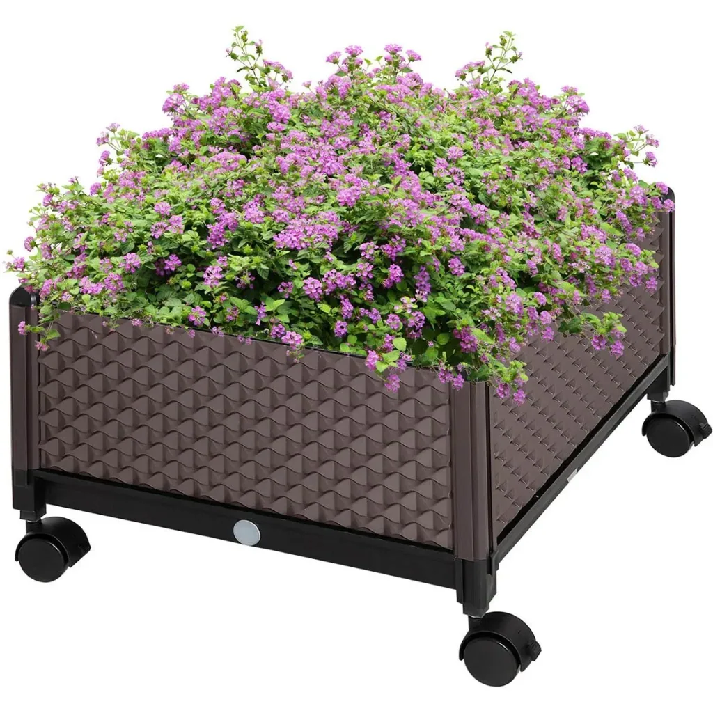 Raised bed on wheels - with drainage holes - 50 x 50 x 33 cm