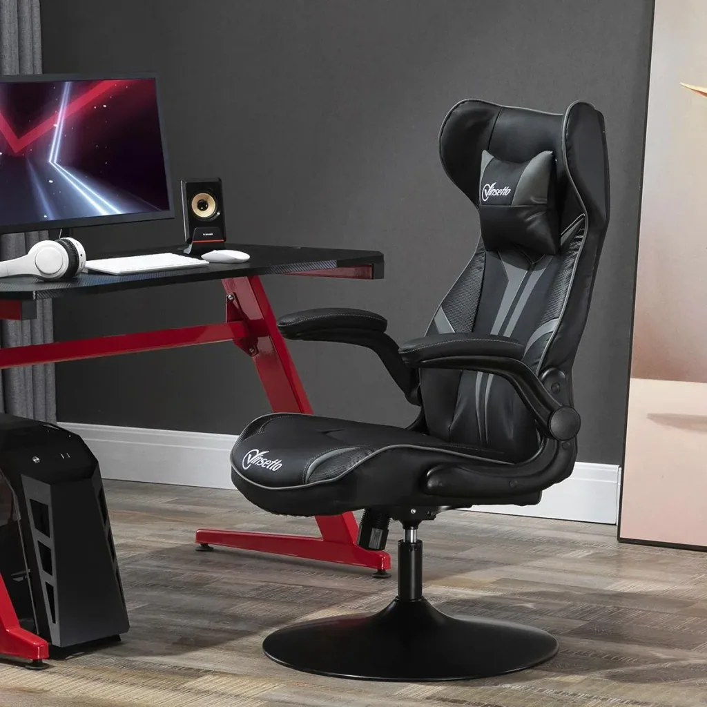 Gaming Chair Ergonomic Computer Chair with Rocker Function Swivel Chair Height Adjustable Steel Black+Gray 67 x 75 x 106-