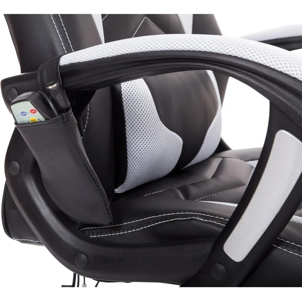 Office chair gaming chair with massage and heat function black and white