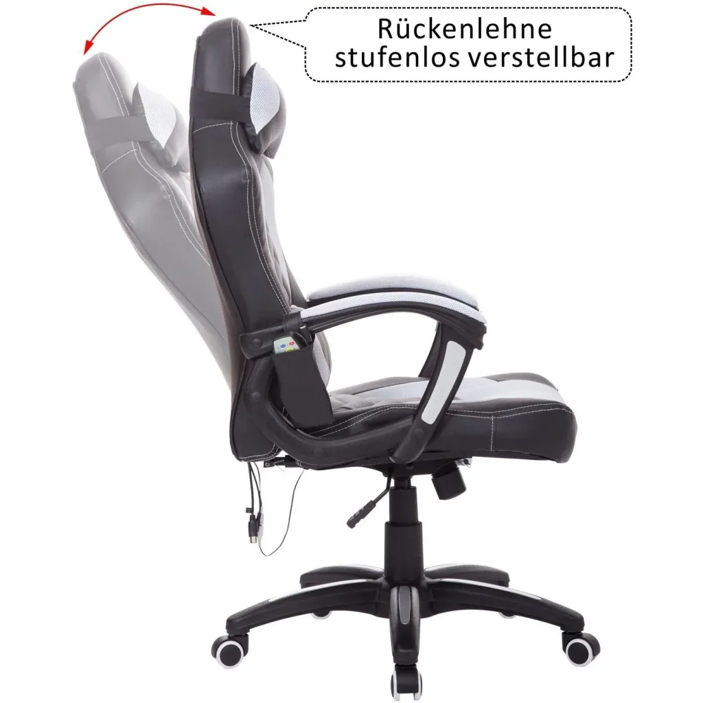 Office chair gaming chair with massage and heat function black and white