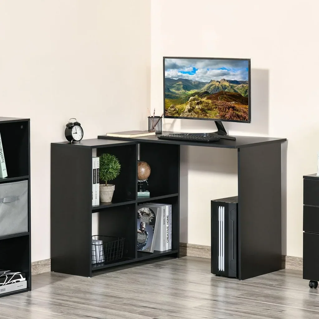 Corner Desk L-shaped Desk Computer Desk PC Laptop Gaming Table Angle Storage Office Black 100