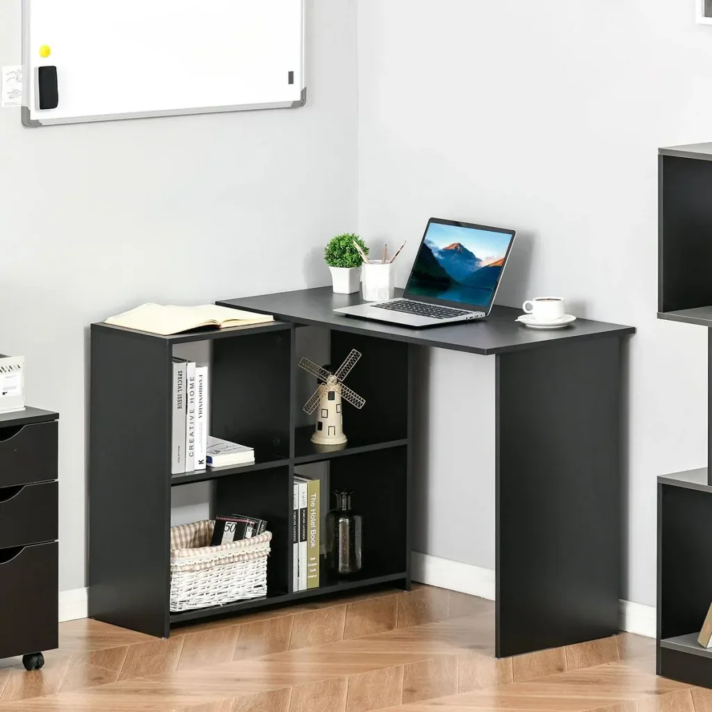 Corner Desk L-shaped Desk Computer Desk PC Laptop Gaming Table Angle Storage Office Black 100