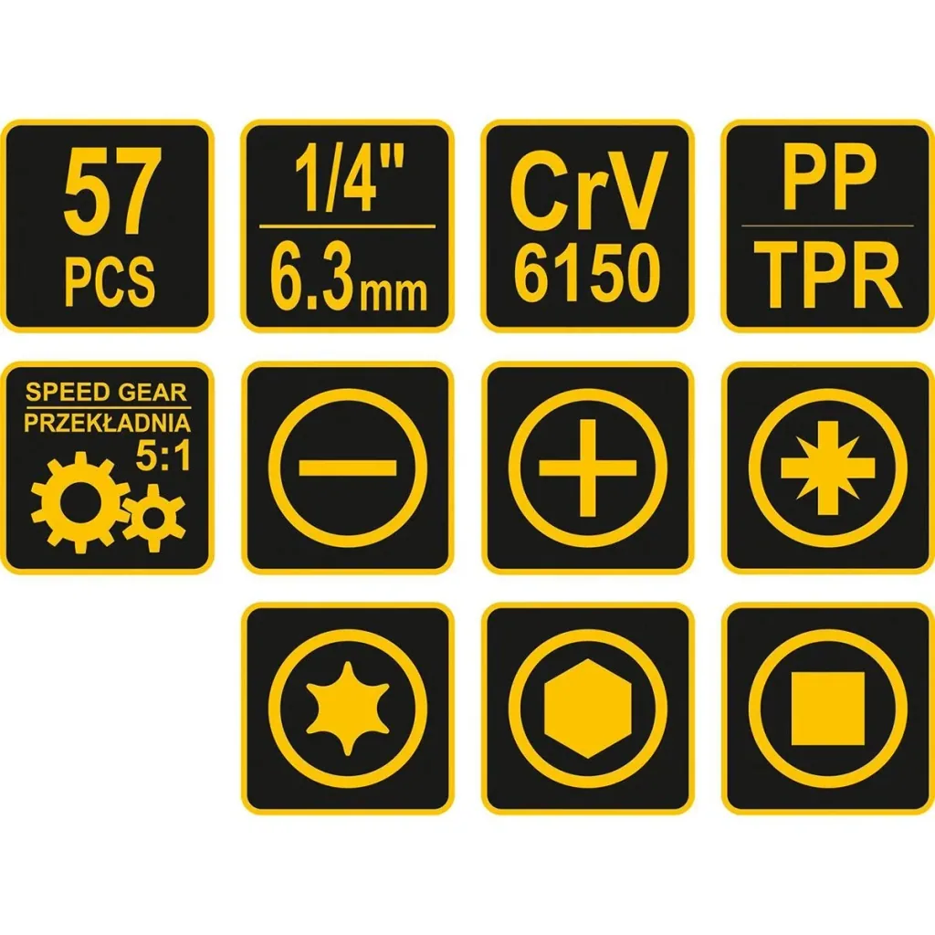 Screwdriver with bit set - 56 pieces