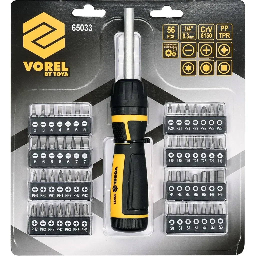 Screwdriver with bit set - 56 pieces