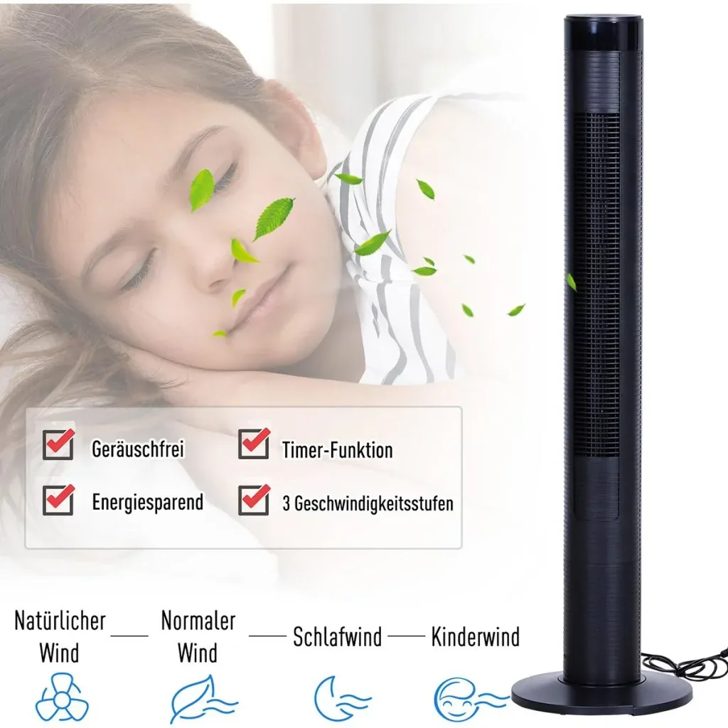 Tower fan with remote control