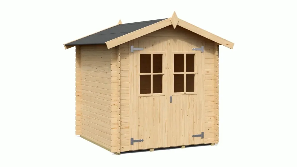 Garden house Martin 180 x 200 x 209 cm, wall thickness 19 mm, double door natural