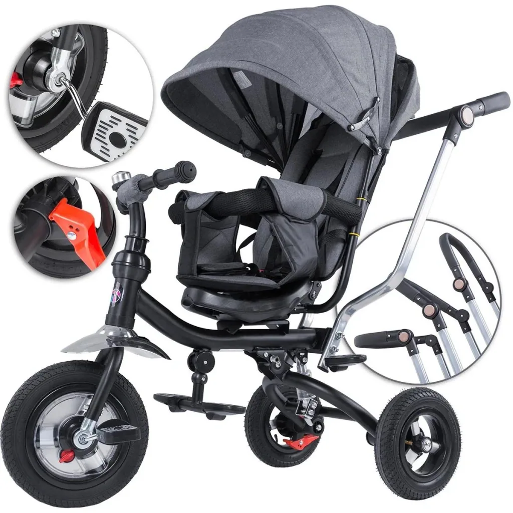 Children's Multifunctional Baby Carrier + 3 in 1 Bicycle - Trike - Grey