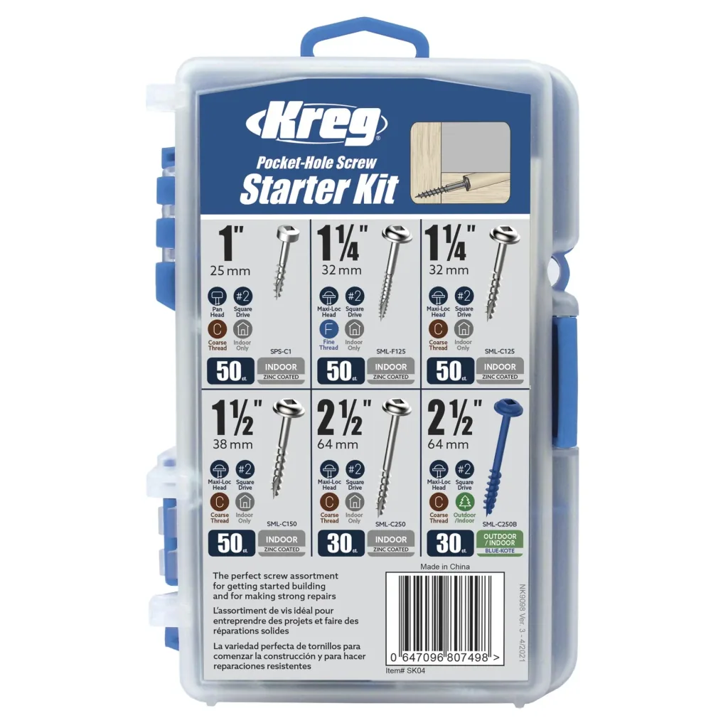 Screw starter set for pocket holes