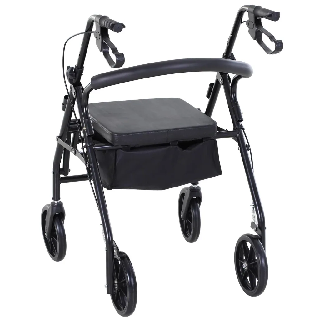 Rollator with seat and storage space