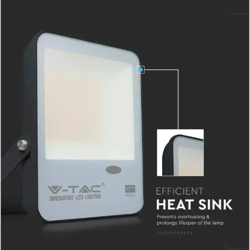 VT-57S LED floodlight with day/night sensor - 50 W - 5000 Lm - 4000K - black