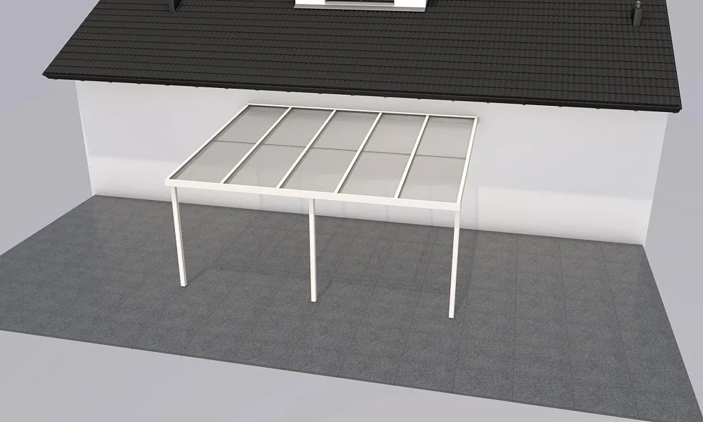 Patio roof Premium, white, 5100 x 4060 mm - 10 mm laminated safety glass (VSG)