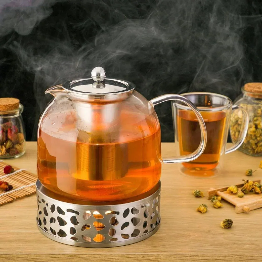 Glass teapot including warmer 1.5L