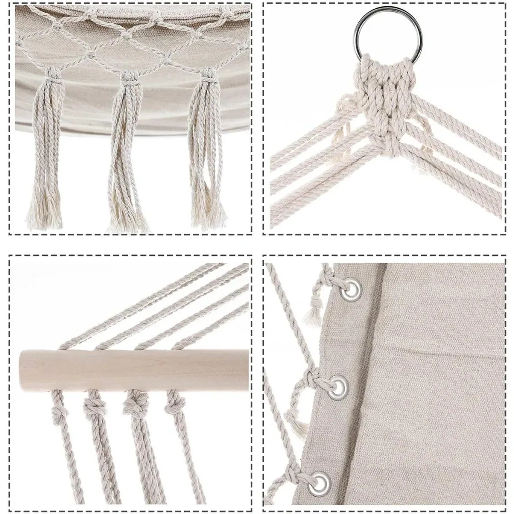Hanging chair cream 55x100cm with fringes