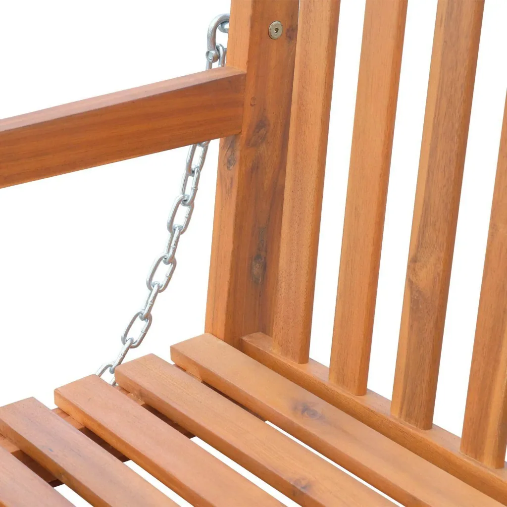 Hanging bench garden swing 2-seater with chains wood brown