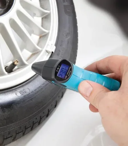 Tire pressure gauge with tire tread depth gauge 2 in 1