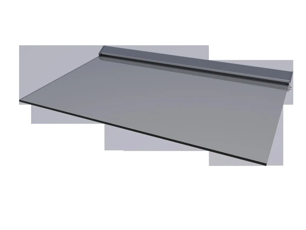 Real glass canopy LED - 3-part, 160 x 93.5 x 13.5 cm aluminum silver, VSG 2 x 8 mm, clear