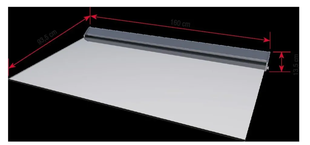 Real glass canopy LED - 3-part, 160 x 93.5 x 13.5 cm aluminum silver, VSG 2 x 8 mm, clear